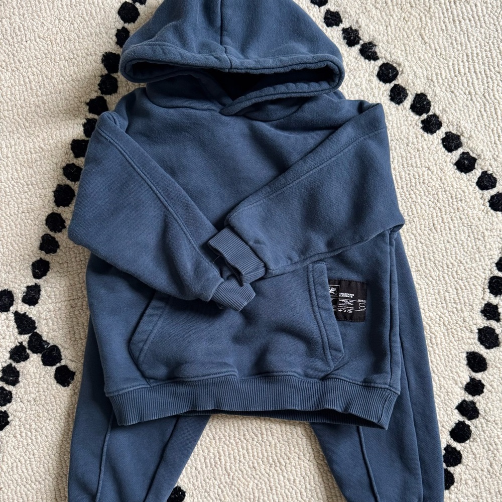 Zara Kids' Navy Sweatpants & Hoodie Set